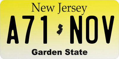 NJ license plate A71NOV