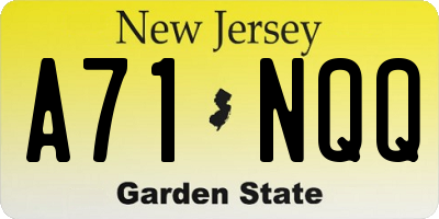 NJ license plate A71NQQ