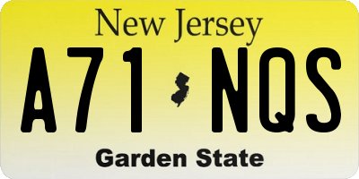 NJ license plate A71NQS
