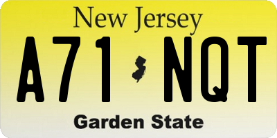 NJ license plate A71NQT