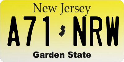 NJ license plate A71NRW
