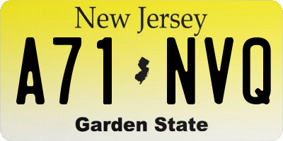 NJ license plate A71NVQ