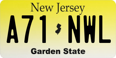 NJ license plate A71NWL