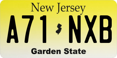 NJ license plate A71NXB
