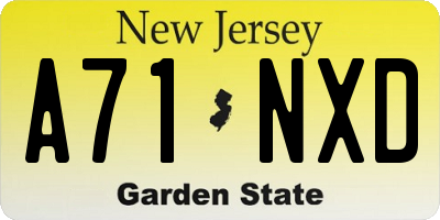 NJ license plate A71NXD