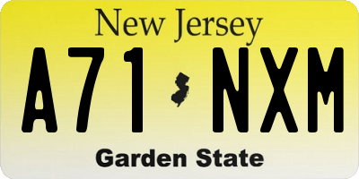 NJ license plate A71NXM