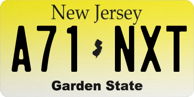 NJ license plate A71NXT