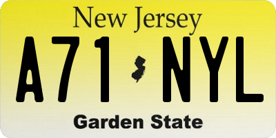 NJ license plate A71NYL