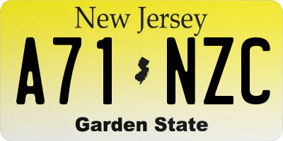 NJ license plate A71NZC