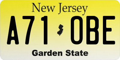 NJ license plate A71OBE