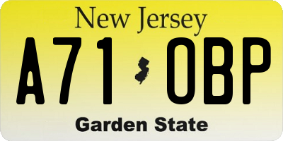 NJ license plate A71OBP