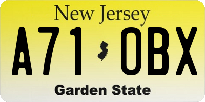 NJ license plate A71OBX