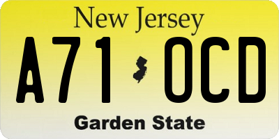 NJ license plate A71OCD