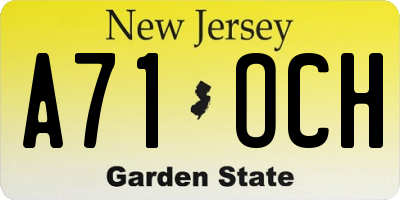 NJ license plate A71OCH