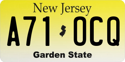 NJ license plate A71OCQ