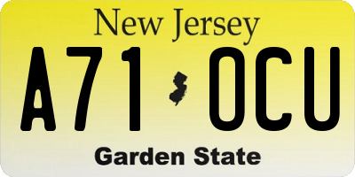 NJ license plate A71OCU