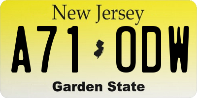 NJ license plate A71ODW