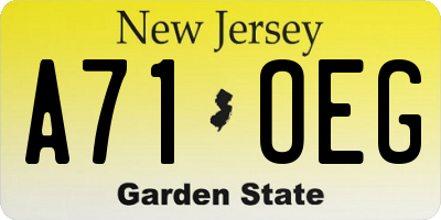 NJ license plate A71OEG