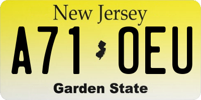 NJ license plate A71OEU