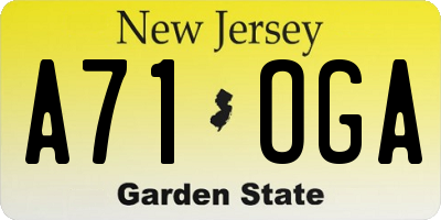 NJ license plate A71OGA