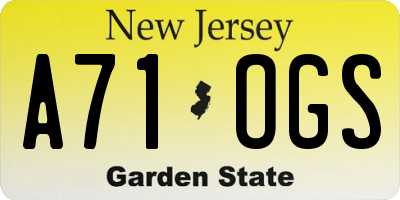 NJ license plate A71OGS