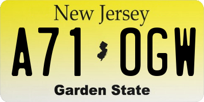 NJ license plate A71OGW