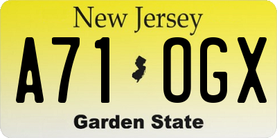 NJ license plate A71OGX
