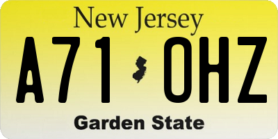 NJ license plate A71OHZ