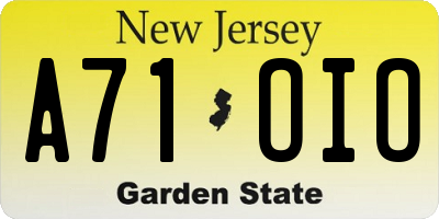 NJ license plate A71OIO