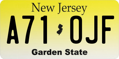 NJ license plate A71OJF