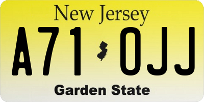 NJ license plate A71OJJ