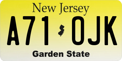 NJ license plate A71OJK