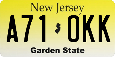 NJ license plate A71OKK