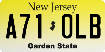 NJ license plate A71OLB