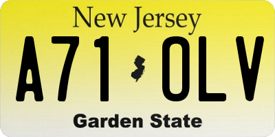 NJ license plate A71OLV