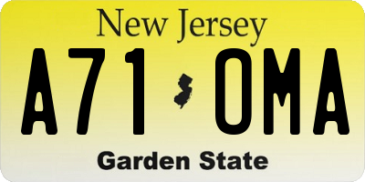 NJ license plate A71OMA