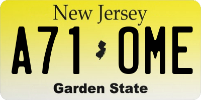 NJ license plate A71OME