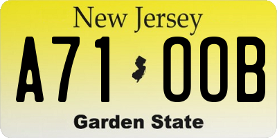 NJ license plate A71OOB