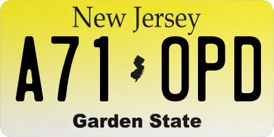 NJ license plate A71OPD