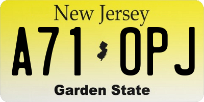 NJ license plate A71OPJ
