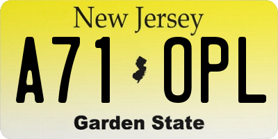 NJ license plate A71OPL