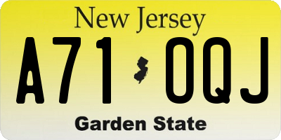 NJ license plate A71OQJ