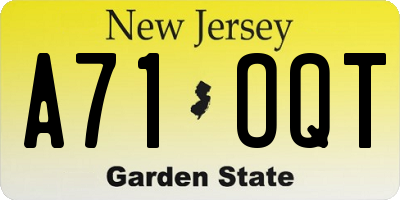 NJ license plate A71OQT