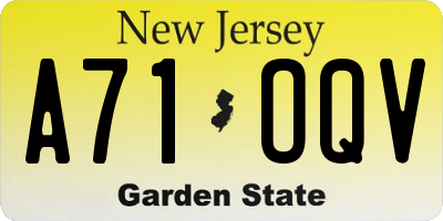 NJ license plate A71OQV