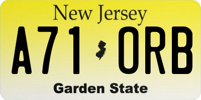 NJ license plate A71ORB
