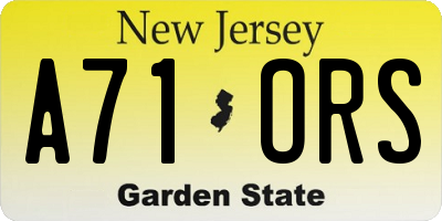 NJ license plate A71ORS