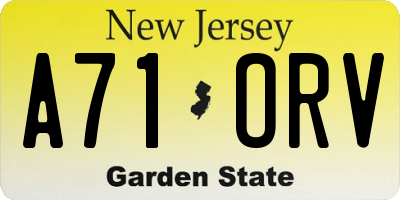 NJ license plate A71ORV