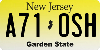 NJ license plate A71OSH
