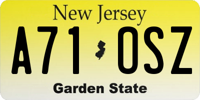 NJ license plate A71OSZ