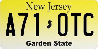 NJ license plate A71OTC